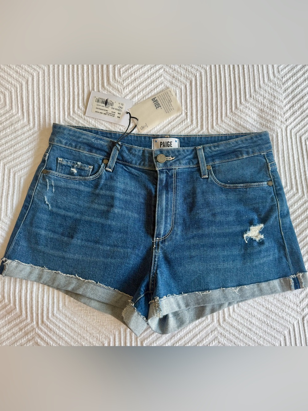 Paige Women's Jimmy Jimmy Cuffed Denim Shorts Sz 30